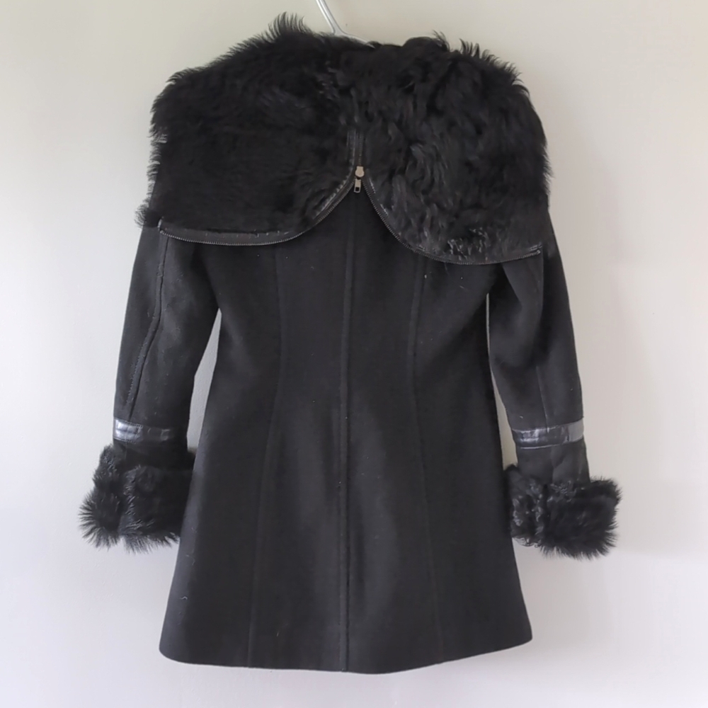 Mackage Cashmere Blend Coat With Lamb Fur And Leather Size S - Picture 2 of 13